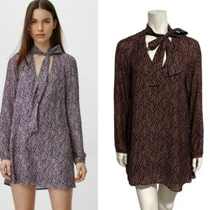 ARITZIA Talula Cadogan Mini Swing Dress Neck Tie Size Small